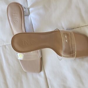 INC International Concepts Women's Nude Slide Sandals